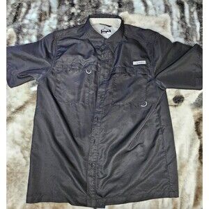 Habit Men's Short Sleeve Vented Fishing Shirt L Black Button Up Outdoor UPF 40